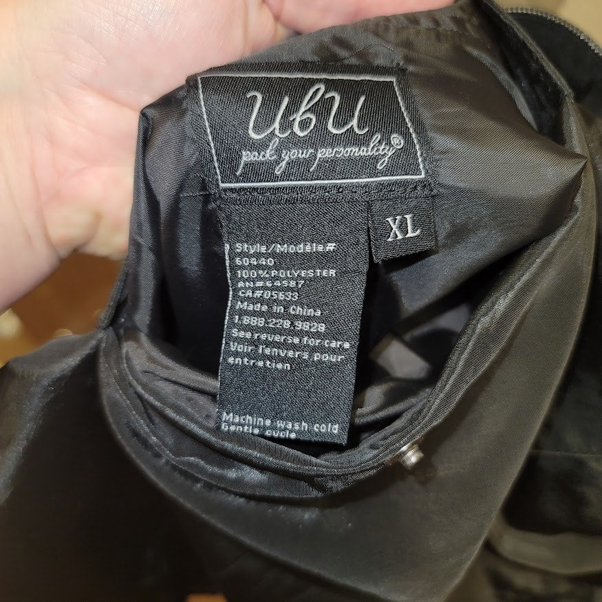 UBU womens Black Champagne Reversible Lightweight Jacket Hooded Packable Size XL