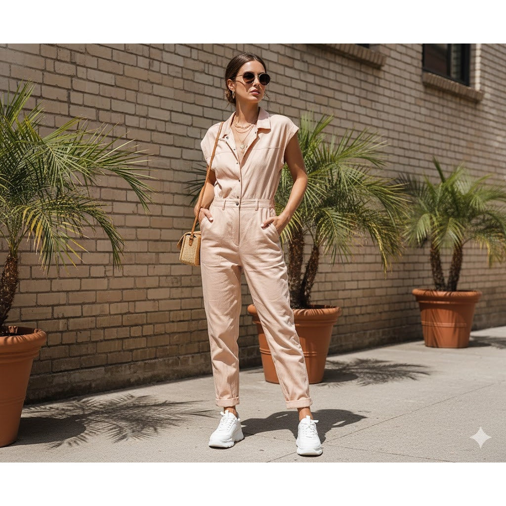 We Are KINDRED Sofia Cotton Twill Boiler Suit Pale Pink Jumpsuit Size 2