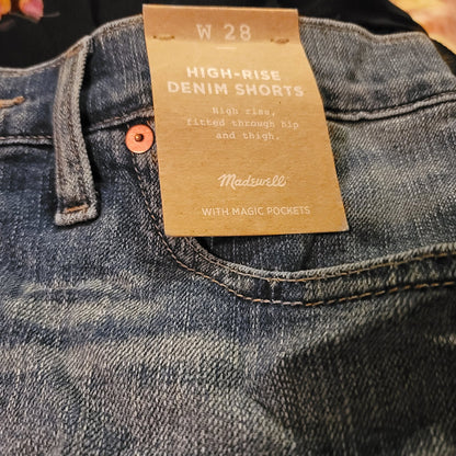 Madewell Size 28 High Waist Boyfriend Cutoff Denim Shorts Gravel Medium Size 28
