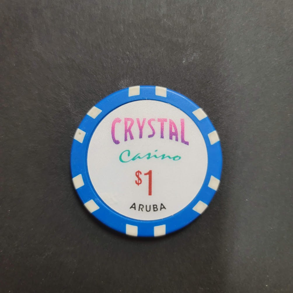 Casino Chip CRYSTAL CASINO ARUBA $1 blue gaming