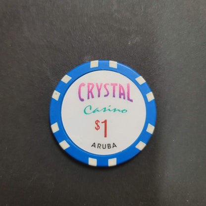 Casino Chip CRYSTAL CASINO ARUBA $1 blue gaming
