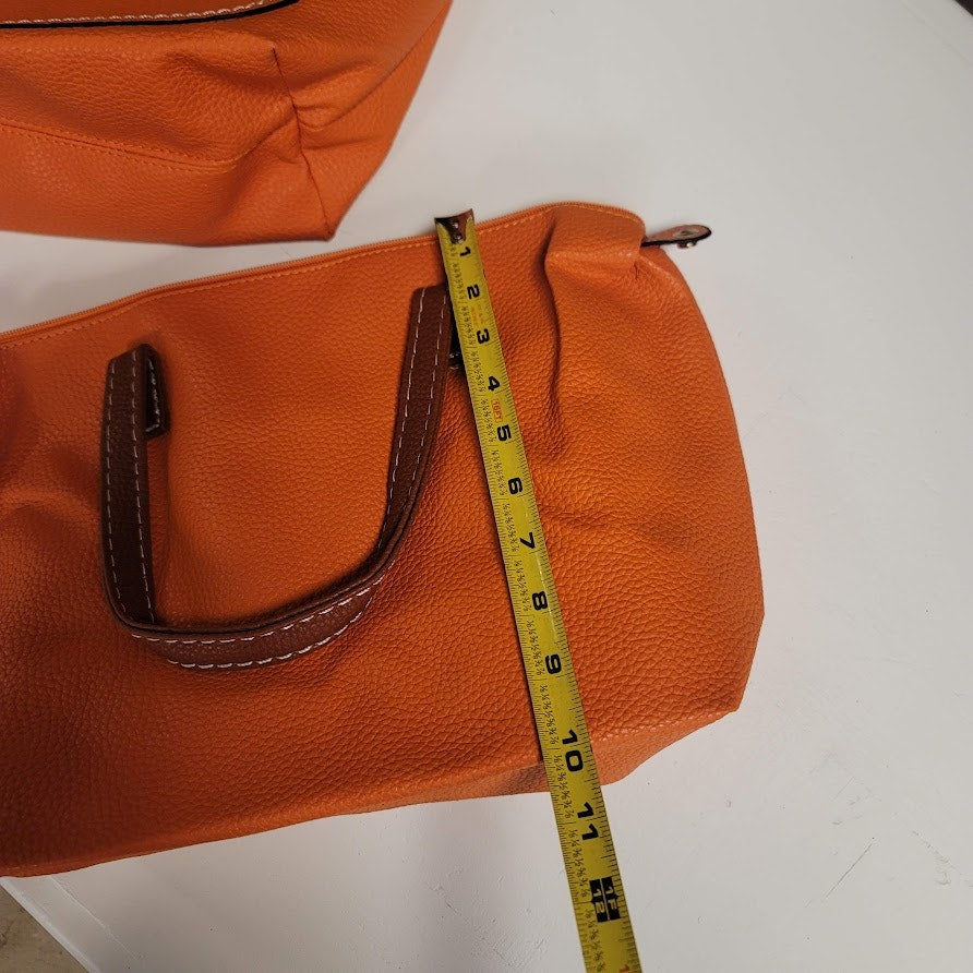 Bottari Orange Pebbled tote with snap tote bag inside, BEACH, Park, Travel NEW