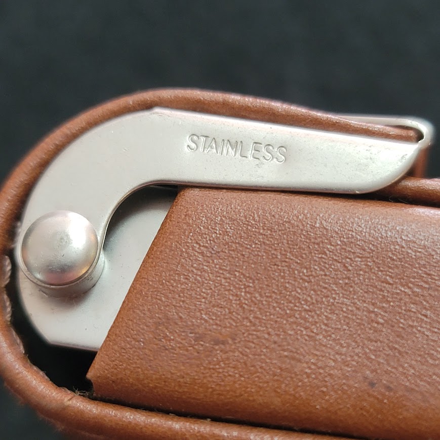 Vintage 60s Massimo Dutti Travel Case Empty Camel leather Vanity Nail Flip Top