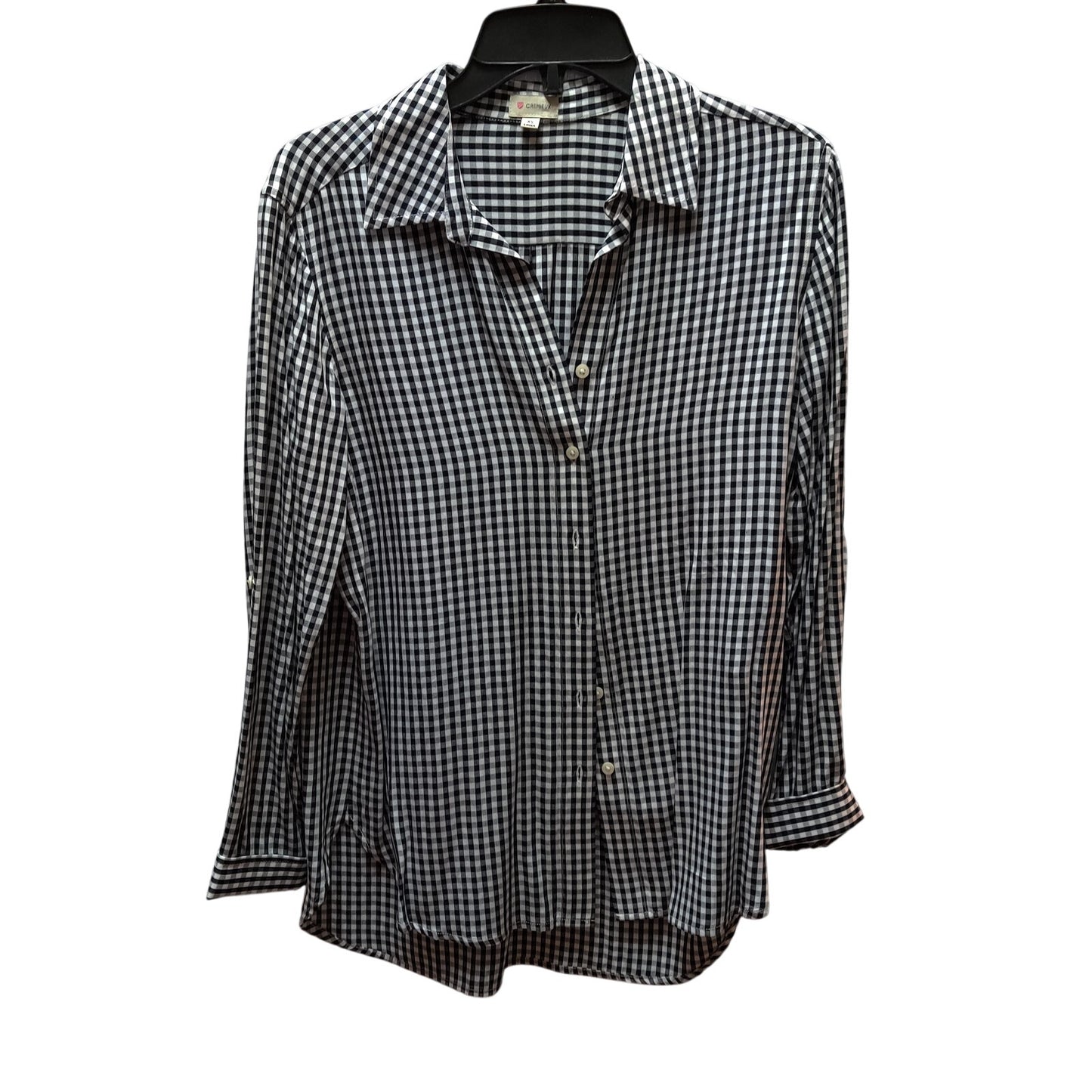 Cremieux Gingham Button Up Shirt Extra Small Black White Long Sleeve Blouse XS