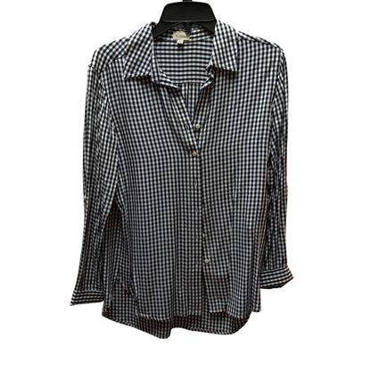 Cremieux Gingham Button Up Shirt Extra Small Black White Long Sleeve Blouse XS