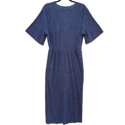 All in Favor Dolman Plisse Midi Dress lightweight XS/Extra Small Navy Peacoat