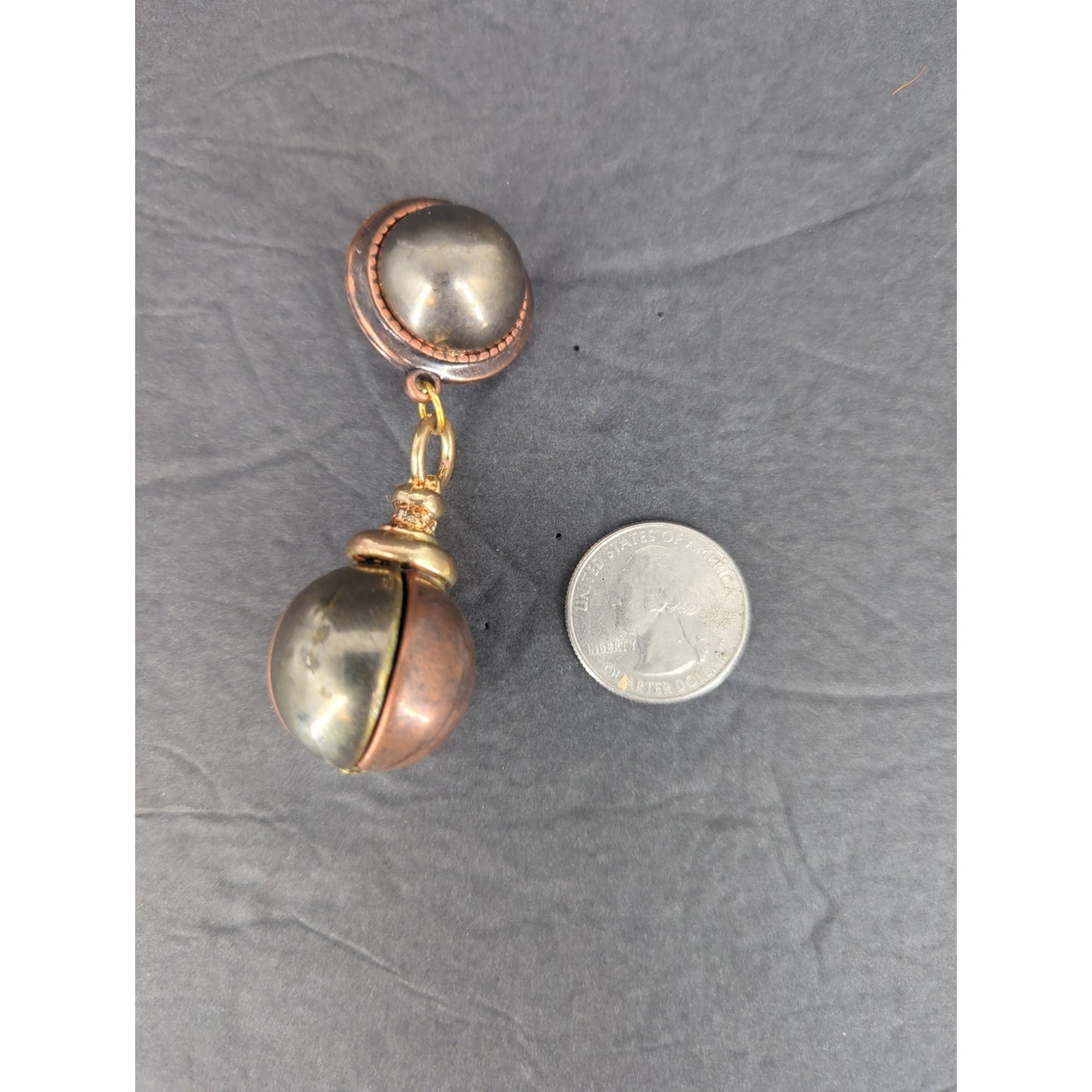 Vintage Pearl Cabochon Bead Orb Drop Clip On Earrings Gold Tone Retro Glam 1980s