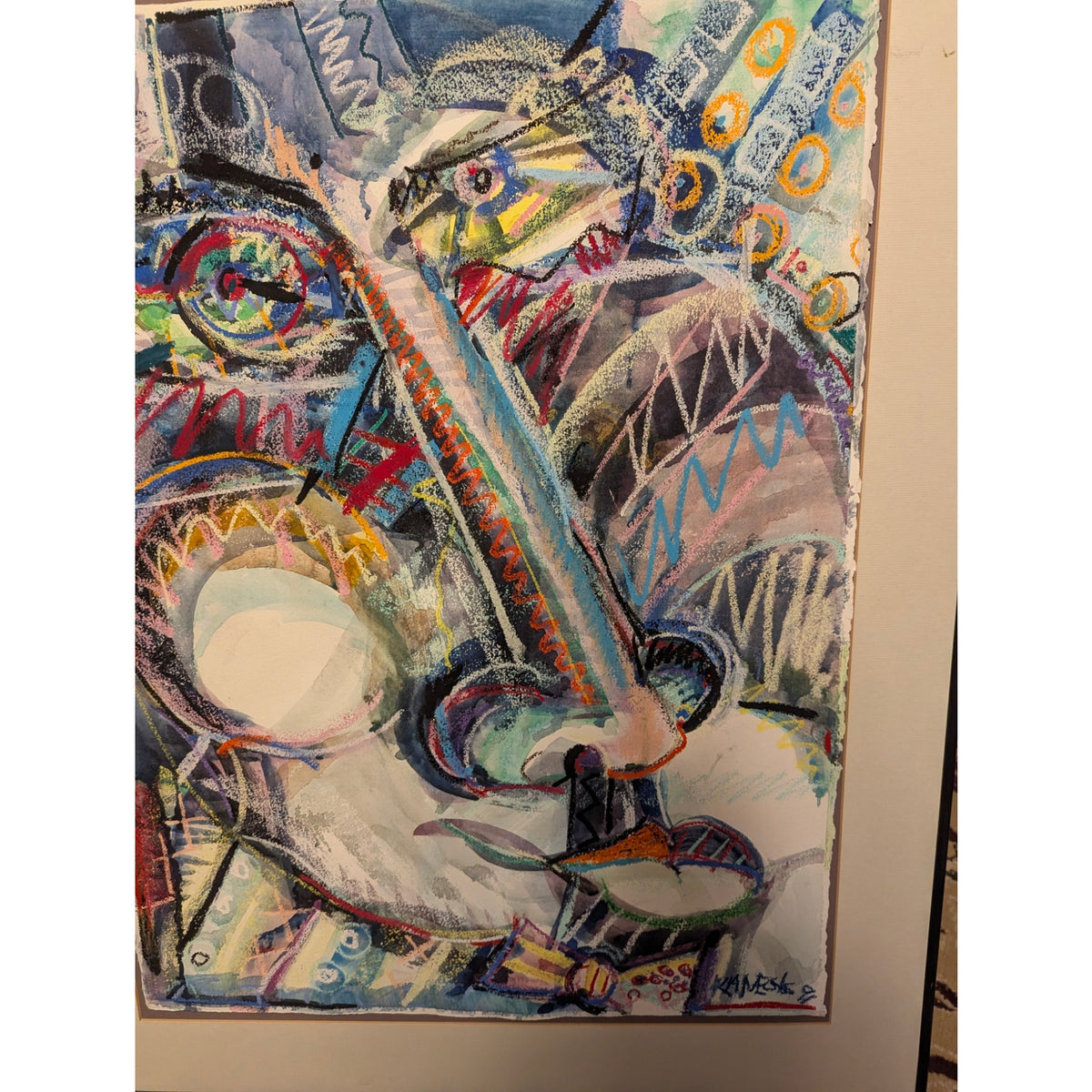 Mark Vranesh Original Abstract '91 Neo-Brutalist Face 30" x 22 Fusion Watercolor