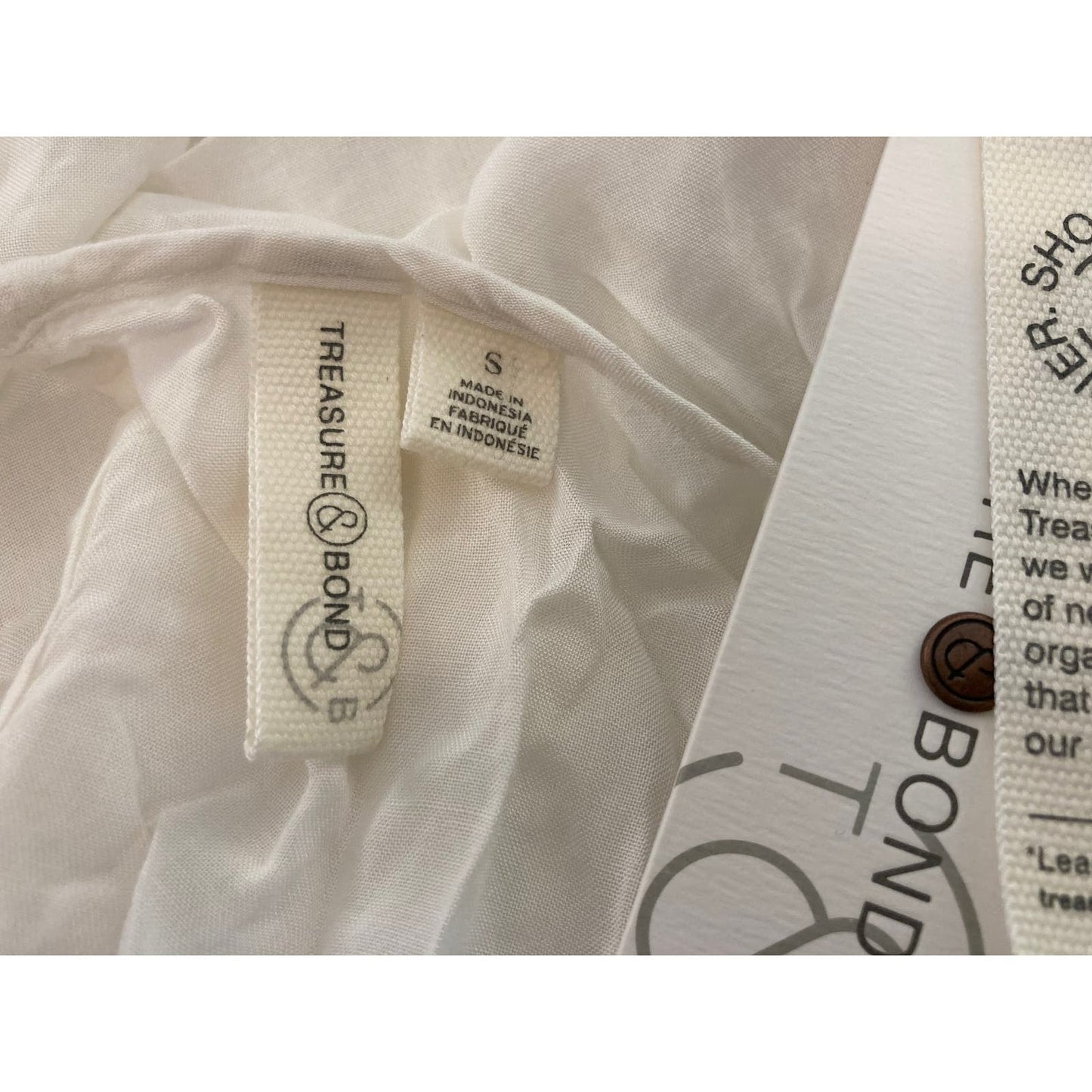 Treasure & Bond Soft Voile Round Neck Curve Hem Blouse Top XSmall XS Ivory NWT