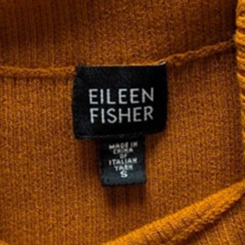 Eileen Fisher Sleeveless Cowl Neck Sweater Womens Small Marigold Wool Knit Vest