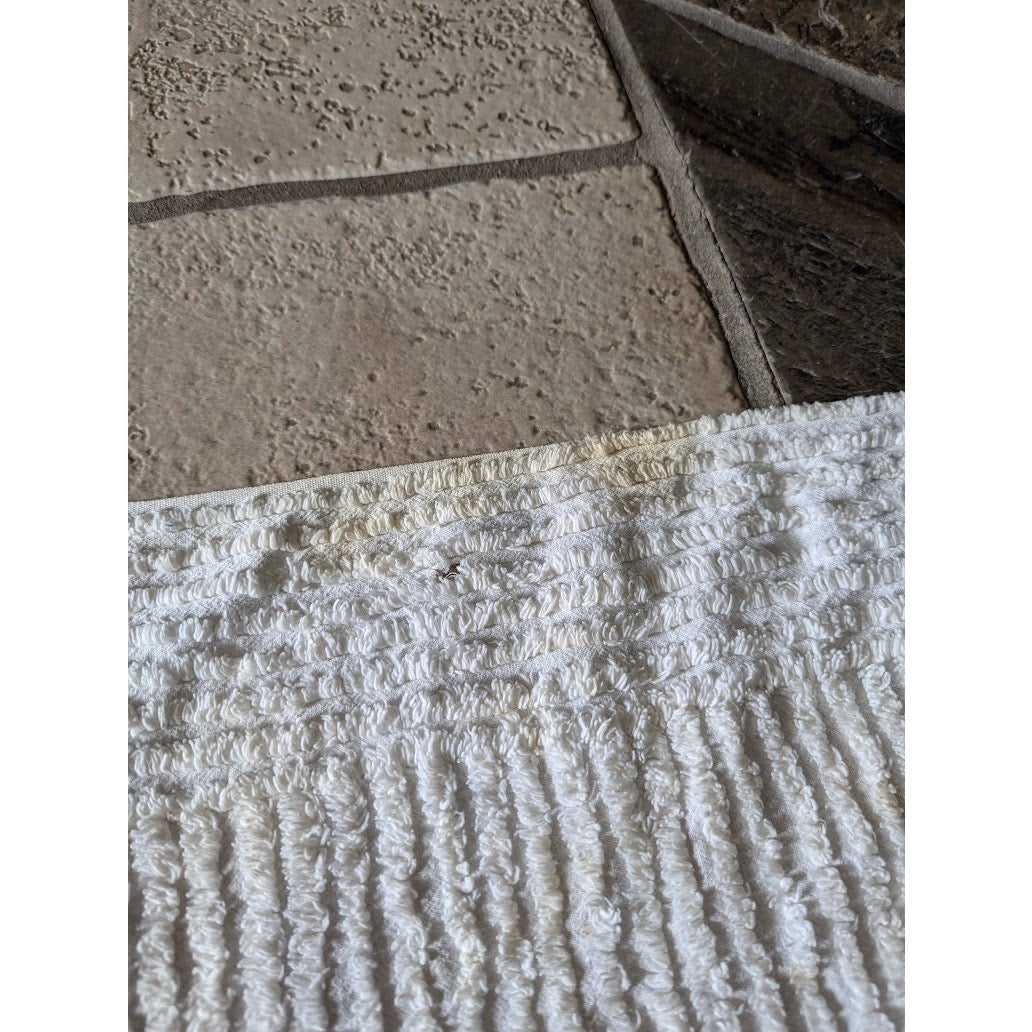 Vintage cream yellow pink blue Baby chenille crib  blanket FAIR condition Cutter