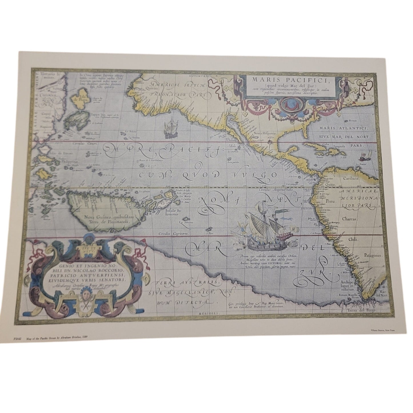 Unframed Vintage Repro 17x12.5 P 2642 Map Pacific Ocean Academia
