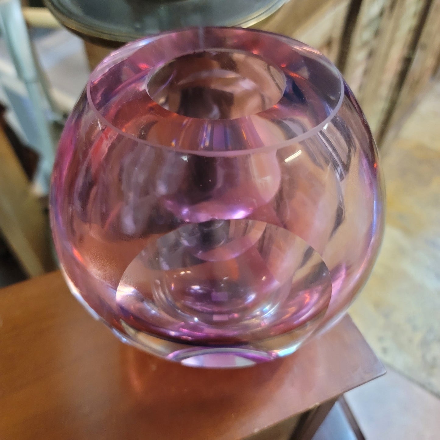 Fifth Avenue Crystal Sommerso Art Glass Vase purple gradation blue Heavy 7"