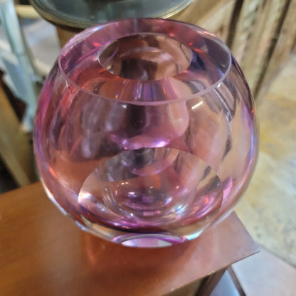 Fifth Avenue Crystal Sommerso Art Glass Vase purple gradation blue Heavy 7"