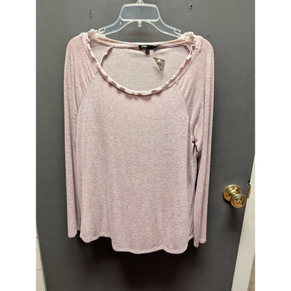 Gibson Ruffled Edge Round Neck Raglan Pullover Long sleeve Top Size large NEw