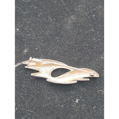 Vintage Mid-Century Modern Sterling Silver Abstract Wing Brooch MCM 925 Pin