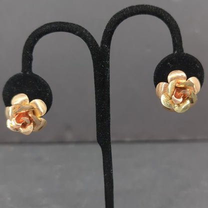 Vintage 1960s Krementz Gold Overlay Faux Pearl Screw Back Earrings Classy