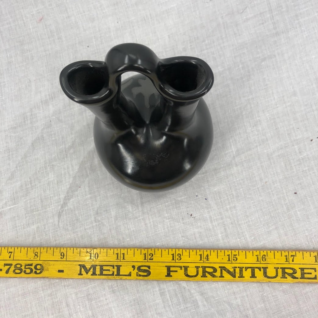 Vintage GG George Georgene Garrett Pottery Black Wedding Vase '91 Santa Clara 7"