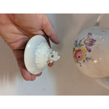 Vintage Schumann Arzberg Teapot German Porcelain Floral Gold Trim 7.5"