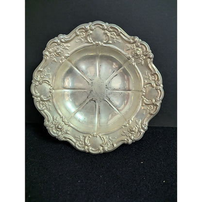 Vintage Ornate Silverplate Repousse Scalloped Bowl Hollywood Regency