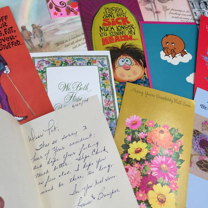 Vintage greeting Cards LOT ephemera Used GREAT cursive Graphics Scrapbooking
