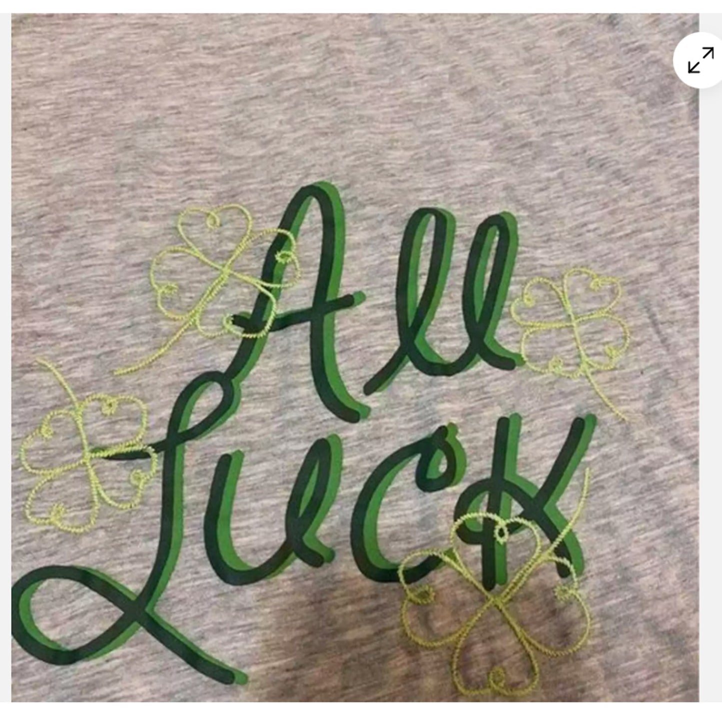 Women’s Halogen All Luck Tee Tshirt Gray Green 4 leaf clover Short Sleeve IRISH