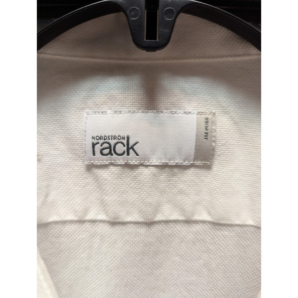 Nordstrom Rack White button up cotton weave Dress Shirt Slim Fit 16" 34/35