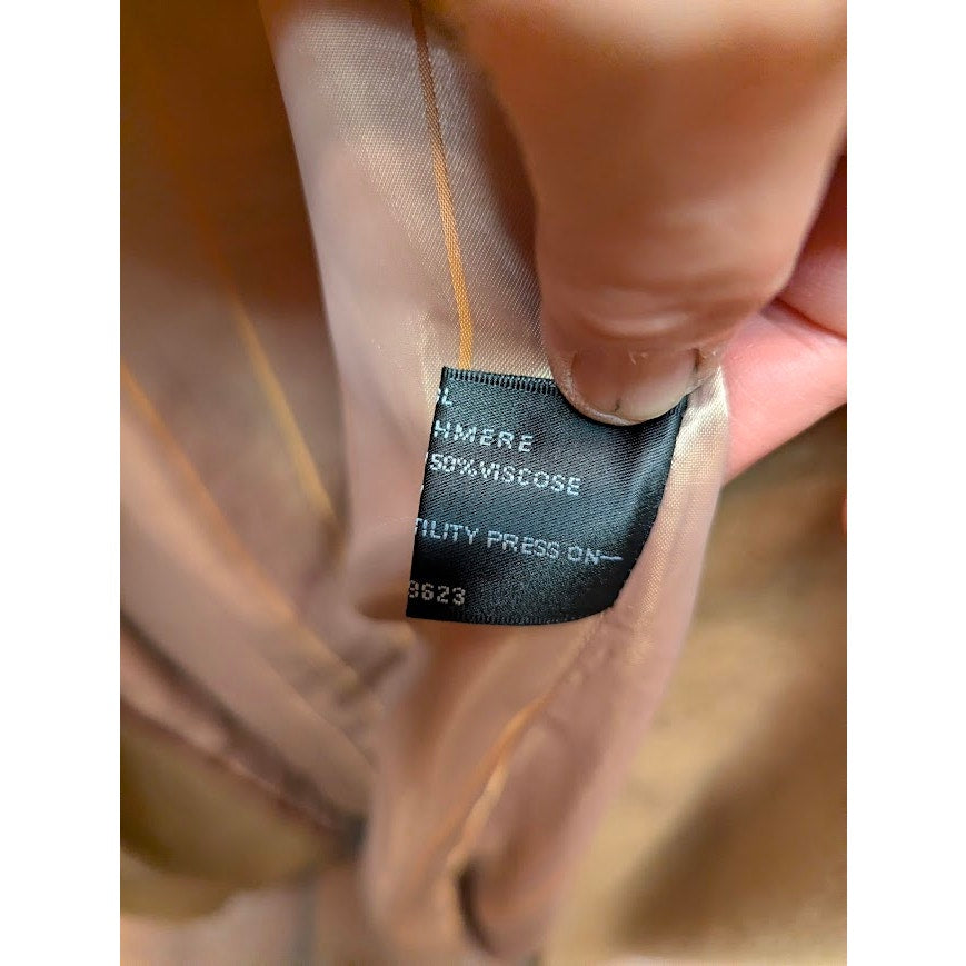Andre Lanzino  R44 Wool Cashmere Long Coat Camel Brown Lined L/XL