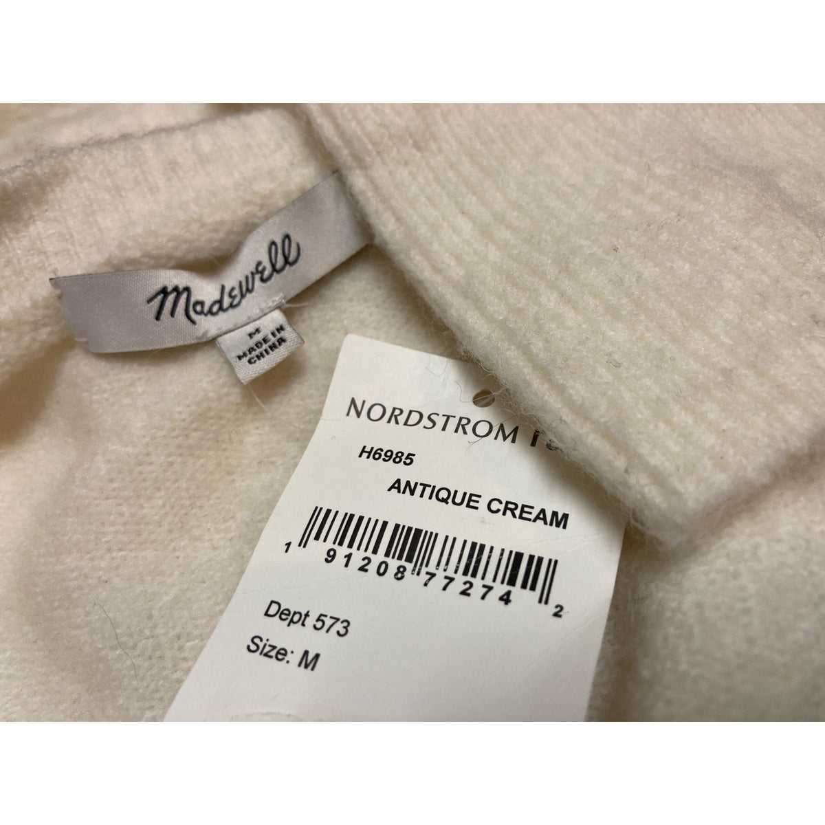 Madewell Sweater Medium Antique Cream NEW Wool & Alpaca Blend Surplice V-Neck