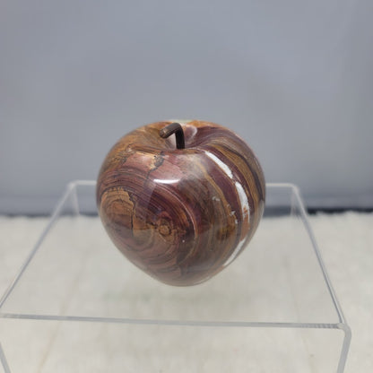 Ten Thousand villages ONYX apple green brown with copper Stem paperweight
