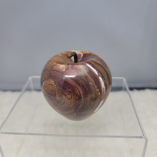 Ten Thousand villages ONYX apple green brown with copper Stem paperweight