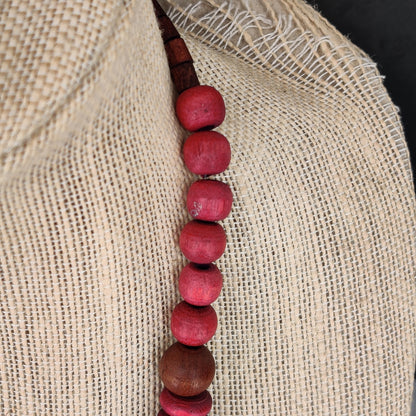 Vintage Chunky Earthy Tone Wooden Beaded Necklace