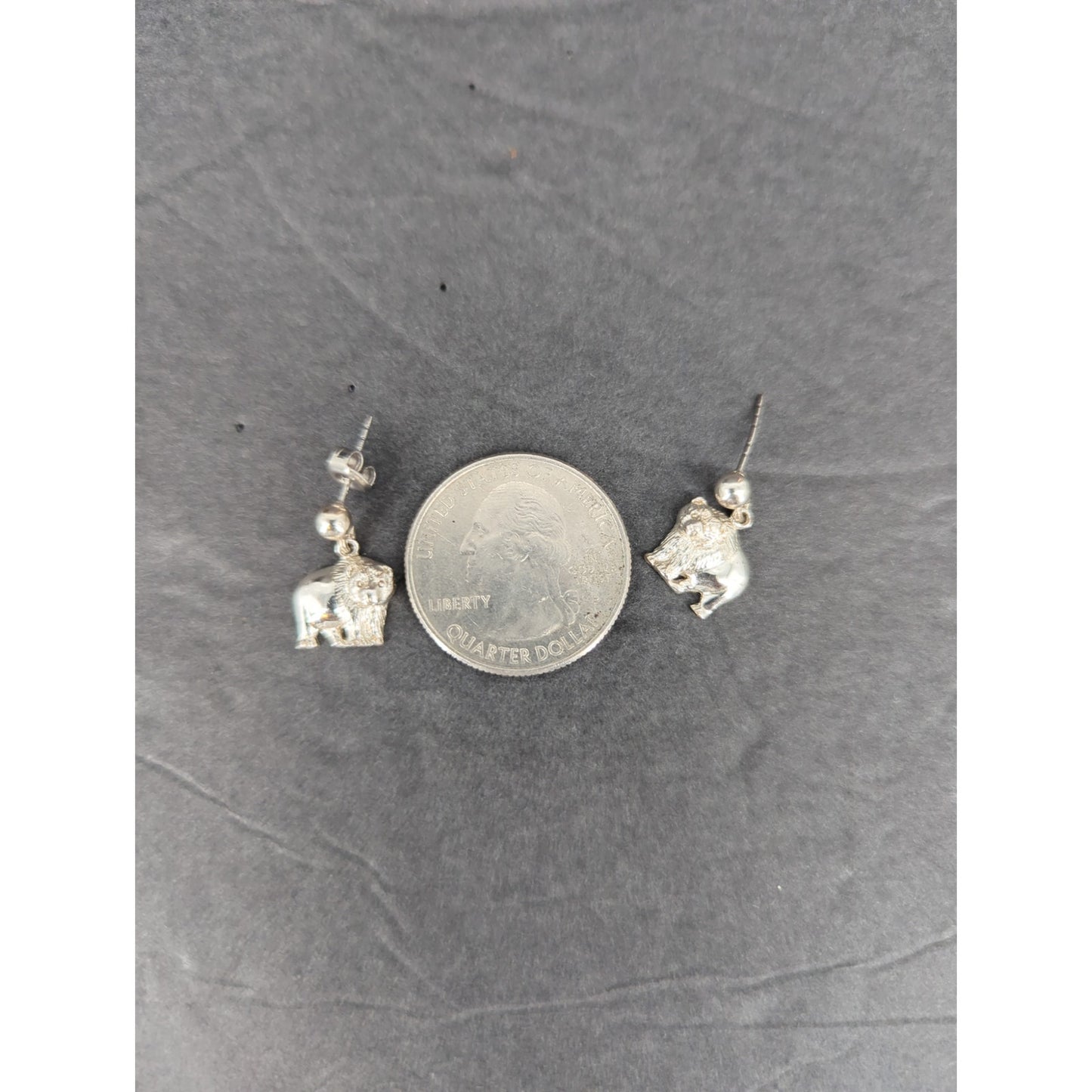 Vintage Sterling Silver Bear Dangle Earrings Pierced Drop Motif Jewelry Kodiak