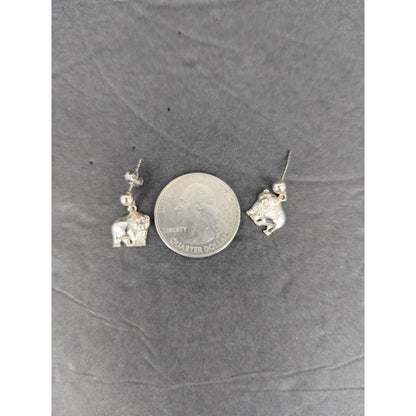 Vintage Sterling Silver Bear Dangle Earrings Pierced Drop Motif Jewelry Kodiak