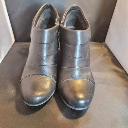 Connie Black heel Bootie Leather Upper 10 womens Side Zip Heels Ankle boots