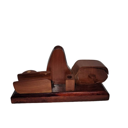 Vintage Handmade MCM teak Wood Desk Organizer Pen business card Pin Holder