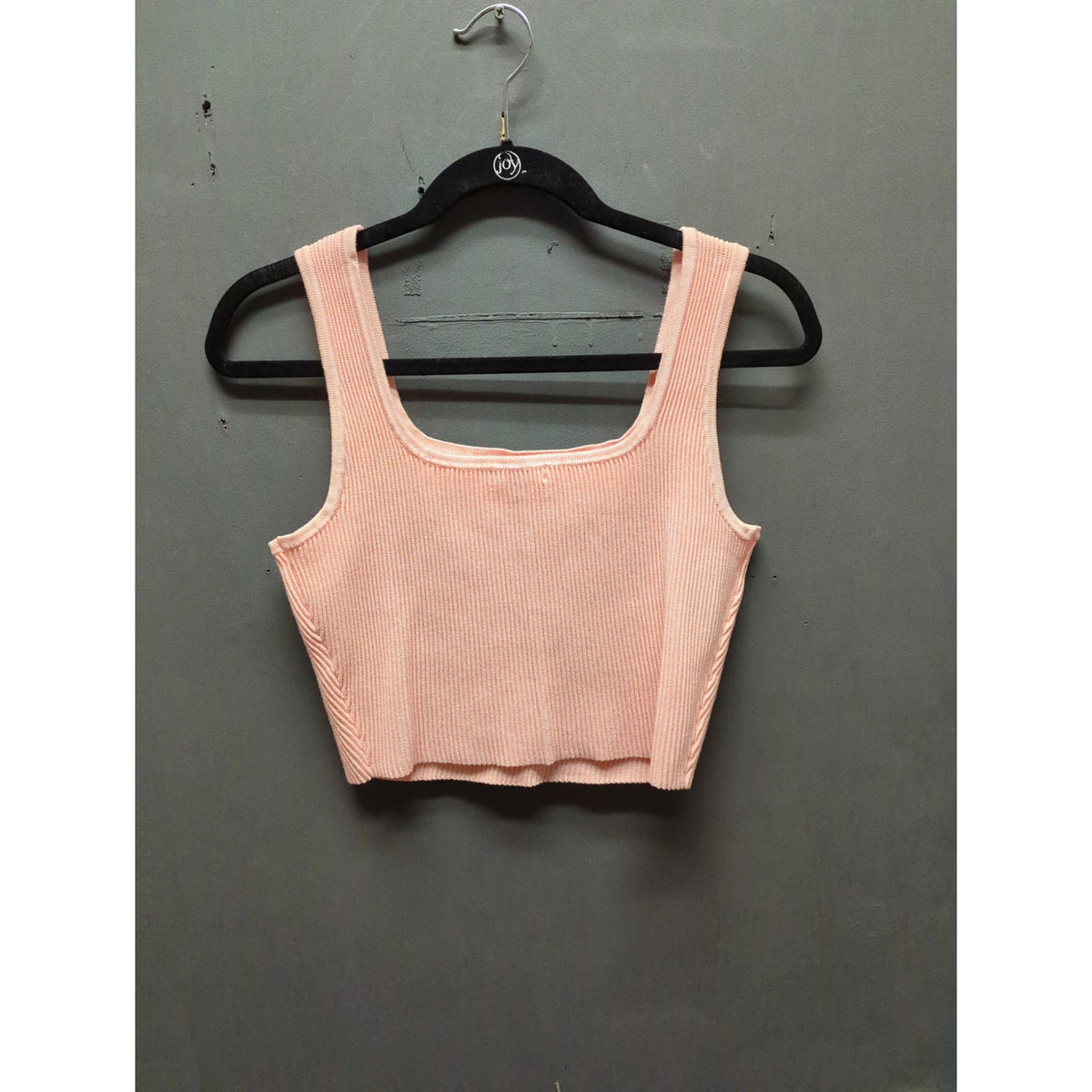 GB Gianni Bini Peach Pink Ribbed Square Neck Sleeveless Knit Cami Crop Top XL