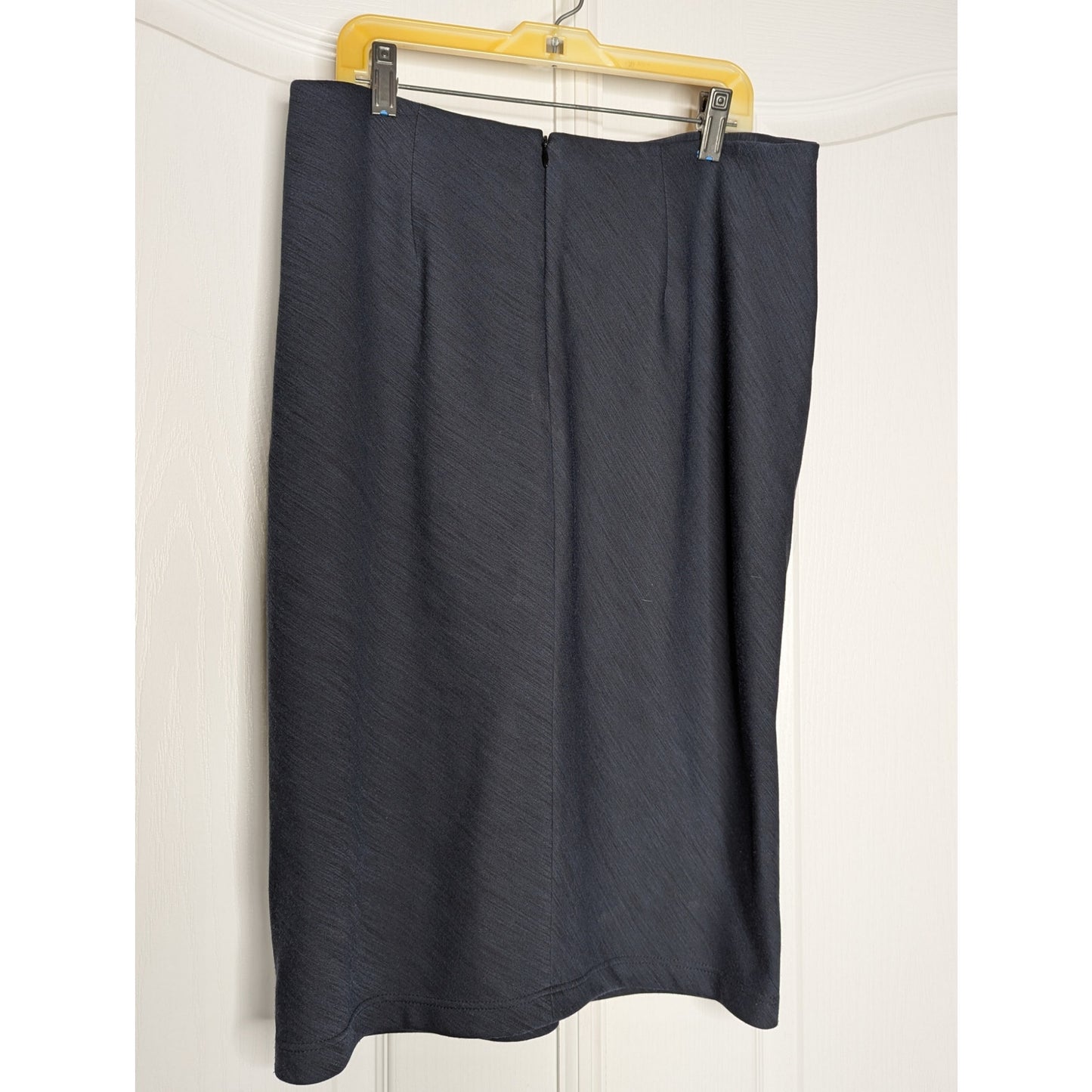 Paule Ka Pencil Wiggle Career Blue skirt Size 10 US FR 42 Wool Ruched Front NICE