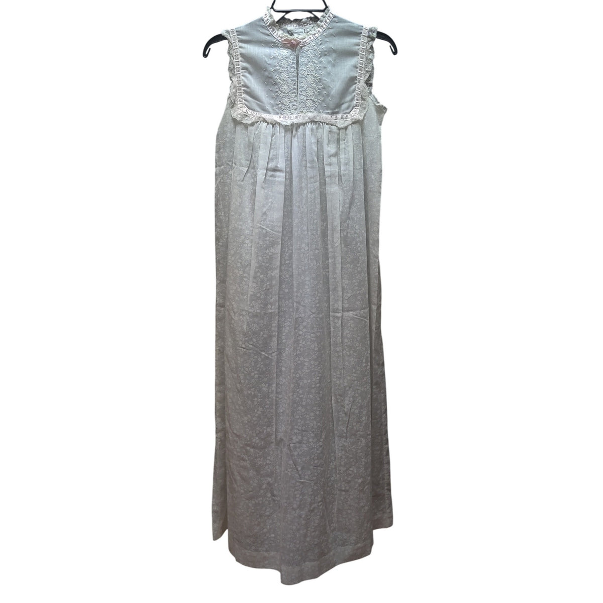 Vintage Christian Dior Blue Cotton Blend Eyelet Nightgown Small Luxury Boudoir