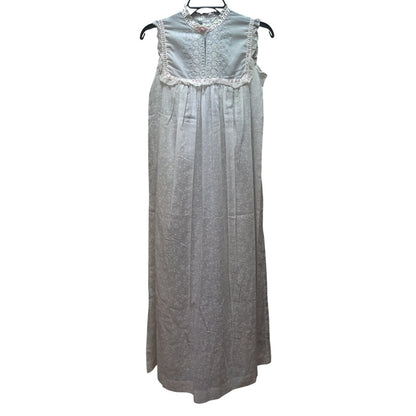 Vintage Christian Dior Blue Cotton Blend Eyelet Nightgown Small Luxury Boudoir