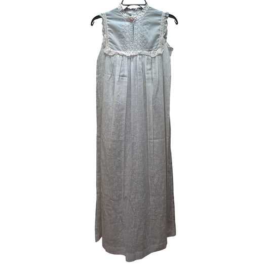 Vintage Christian Dior Blue Cotton Blend Eyelet Nightgown Small Luxury Boudoir