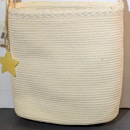 Liz Claiborne Vintage Straw Bucket Crossbody Purse & Red Floral Scarf NWT