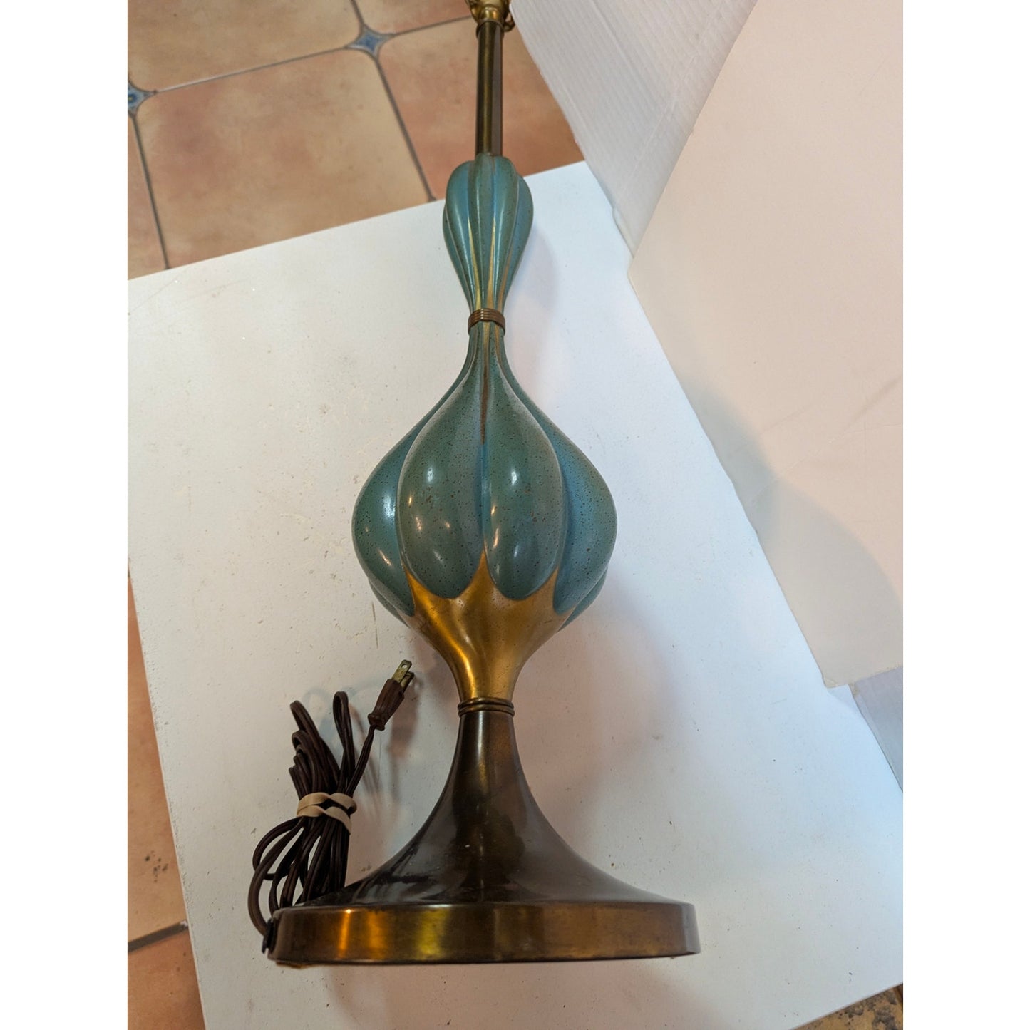 Vintage Mid Century Modern Rembrandt 926 Brass Table Lamp Teal Blue MCM Genie