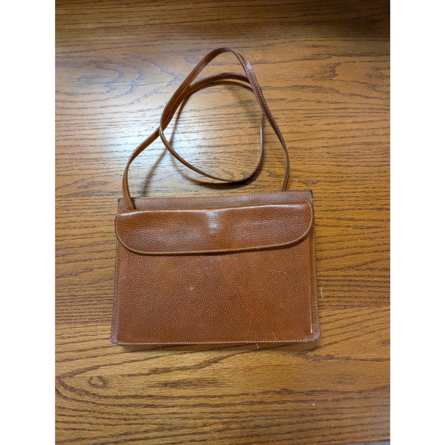 Vintage Furla Tan Leather Minimalist Crossbody Shoulder Bag