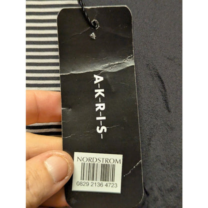 Akris NWT Two-Tone Mixed Media Stripe Sleeveless Midi Dress Size 14 NEW