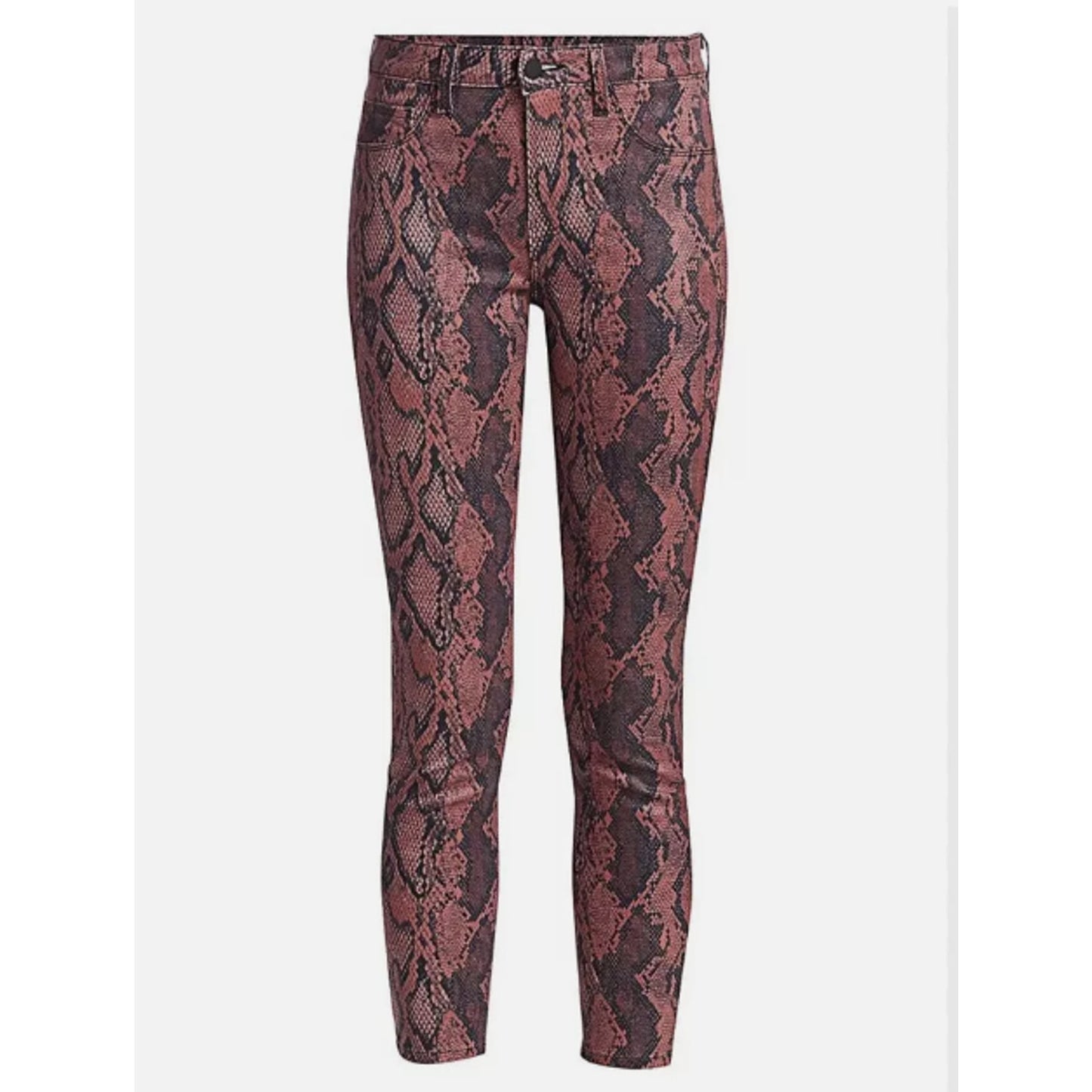 L'AGENCE Margot Aurora Coated Snake-Print Skinny Jeans Garnet Women’s 24 NEW