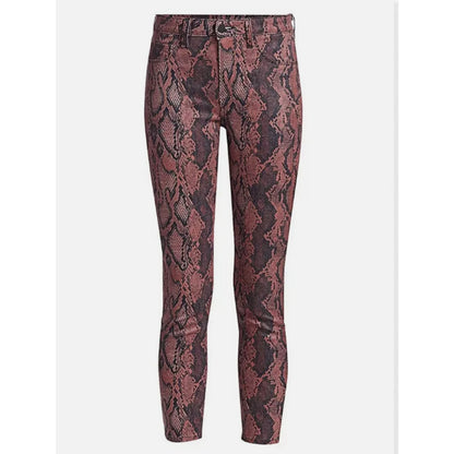 L'AGENCE Margot Aurora Coated Snake-Print Skinny Jeans Garnet Women’s 24 NEW