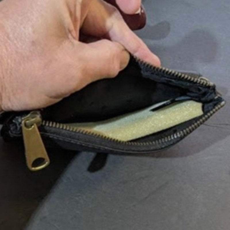 Fossil Black Pebbled Leather Multi-Zip Long Wallet Clutch Organizer Y2K vintage
