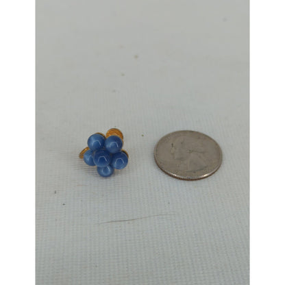 Vintage Mid Century Cobalt Cluster Bead Screw Back Earrings Retro French Country