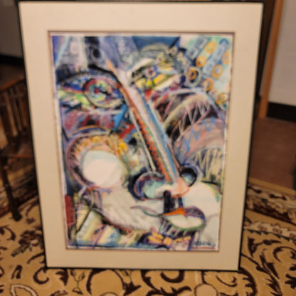 Mark Vranesh Original Abstract '91 Neo-Brutalist Face 30" x 22 Fusion Watercolor